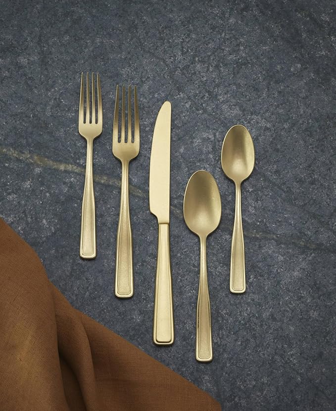 Oneida 896759 Reid Vintage Champagne Tumbled 20 Piece Flatware Set