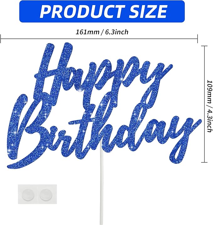 BEISHIDA Happy Birthday Cake Toppers Dark Blue Glitter Birthday Cake Decoration Cake Baking Supplies 18th 30th 40th Birthday Cake Toppers For Boys Girls Men Women Birthday Party Photo Booth Props