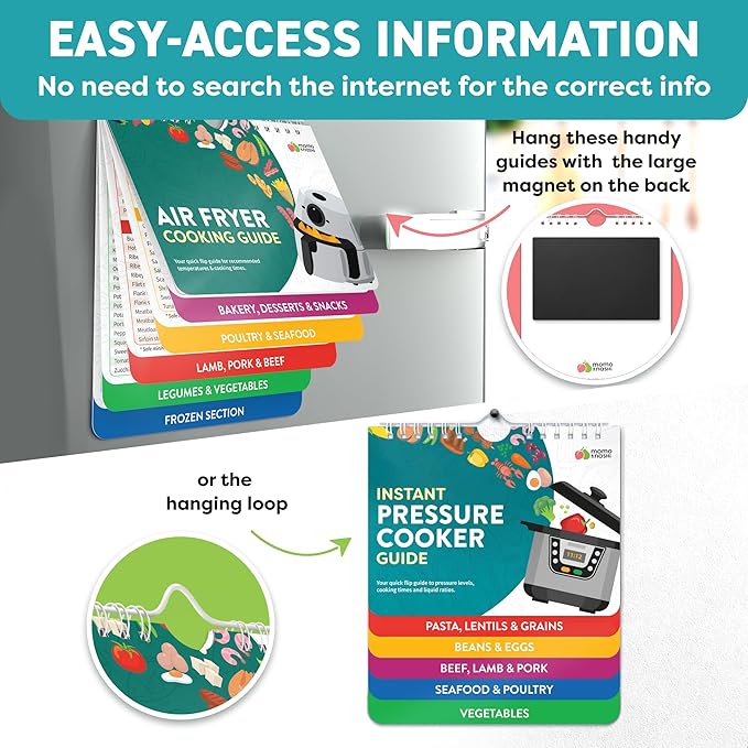 Air Fryer & Instant Pot Magnetic Cooking Guides - 7" x 6" Each - Set of 2 Instant Pot Air Fryer Accessories Cook Books - Airfryer Kitchen Accessories & Kitchen Gadgets 2025