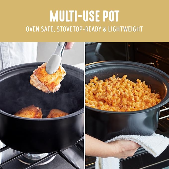 GreenLife 6QT Slow Cooker, Non-Toxic PFAS-Free Ceramic Nonstick Removable Interior Bowl, Programmable, Family Friendly, Keep Warm, Stovetop & Oven Safe, Dishwasher Safe Parts, Timer, Glass Lid, Yellow