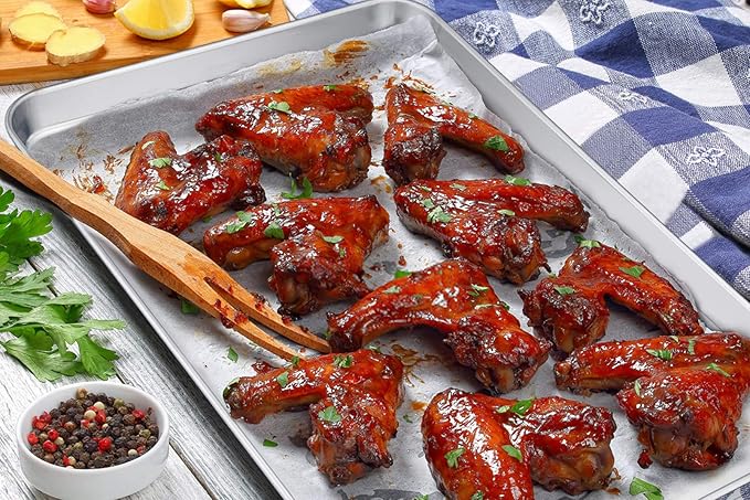 P&P CHEF 19.6 Inch Baking Sheet Pan with Rack Set, Stainless Steel Cookie Sheet Pan Tray with Cooling Rack for Oven Use, Cooking Roasting, Non Toxic & Dishwasher Safe, Heavy Duty