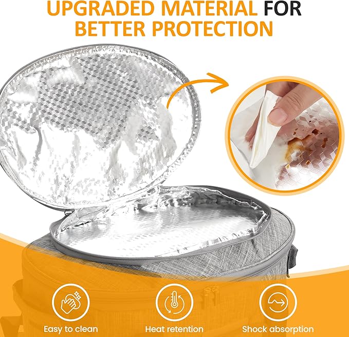 Sunvivi Portable Slow Cooker Bag Fits for 6-8 Quart, Insulated Travel Bag with See-thought Window, Carry Case with Top Zip Compartment, Mesh Pocket & Adjustable Band for Camping, Potluck, Gathering