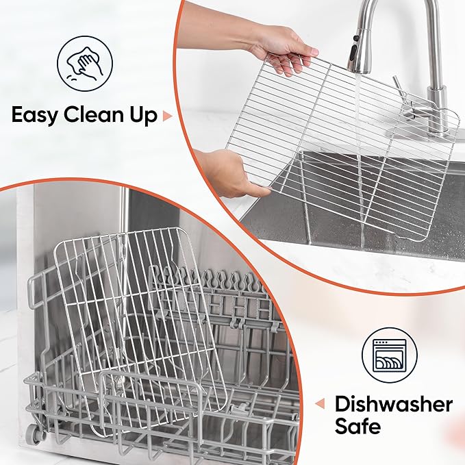 Cooling Racks for Cooking and Baking, Homikit 16.6”*11.5” Large Stainless Steel Wire Rack for Oven Cooking Roasting Grilling Drying, Cookie Bacon Pizza Mesh Cooling Racks, Dishwasher Safe, 2 PCS