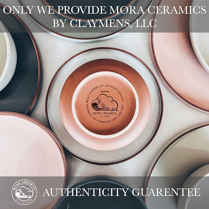 Mora Ceramic Flat Bowls Set of 4-25 oz- For Soup, Salad, Rice, Cereal, Breakfast, Dinner, Serving, Oatmeal, etc - Microwave, Dishwasher and Oven Safe Porcelain Bowl for Eating and Kitchen - Vanilla