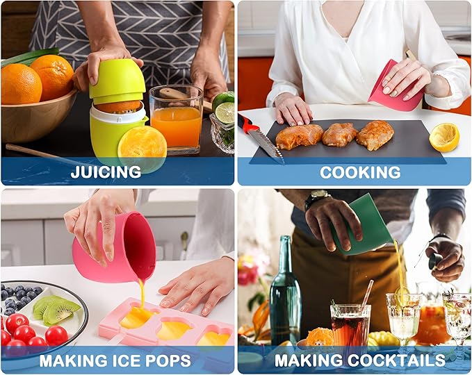 Hand Juicer - Citrus Juicer with Lemon Shape - Hand Lemon Juicer with Two Press Options for Different Fruits (Yellow)