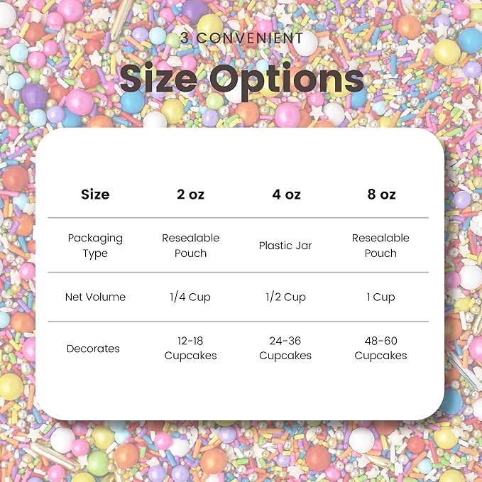 Sprinkle Pop Rainbow Road Sprinkle Mix| Blend of White Red Orange Yellow Green Blue Pink Purple Rainbow Sprinkles Made in USA for Decorating Birthday Cakes Cookie Cupcakes Ice Cream Chocolate,2oz