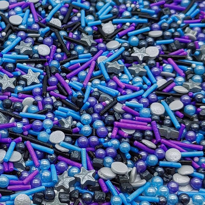 Black Series Sprinkles Candy Mix Size Edible Pearls Cake Decorations Cupcake Toppers Cookie Decorating Perfect for Wedding Party Valentine Halloween Christmas Supplies 4.58OZ