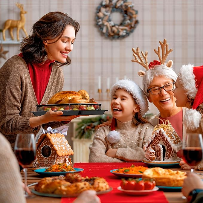 Air Fryer Basket for Oven, OPENICE 15.6" x 11.6" Air Fryer Tray and Pan Set with 30PCS Parchment Papers, Stainless Steel Oven Air Fryer Basket and Tray for Baking Grilling - Black