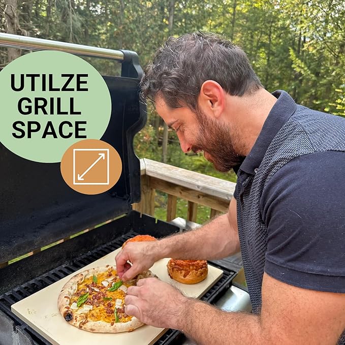 Large 20 inch Baking Stone for Oven, with Silicone Mat and Dough Tool - Pizza Stone for Grill - Rectangular Pizza Oven Stone - Bread Baking Stone - Thick Heavy Duty Stone 20" x 13.5" x 0.6"