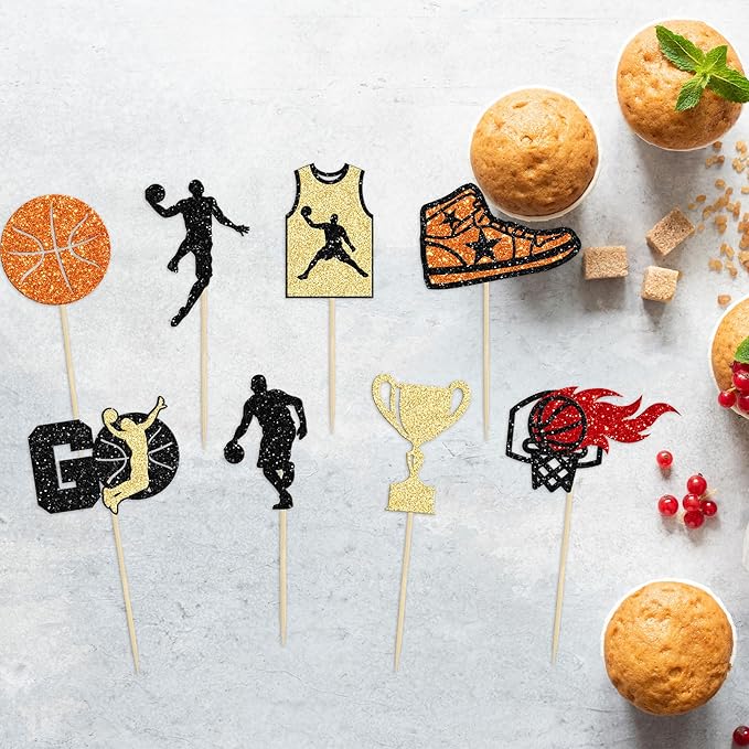 24 Pack Basketball Cupcake Toppers Basketball Player Apparel Cupcake Picks Baby Shower Players Sports Theme Birthday Party Cake Decorations Supplies