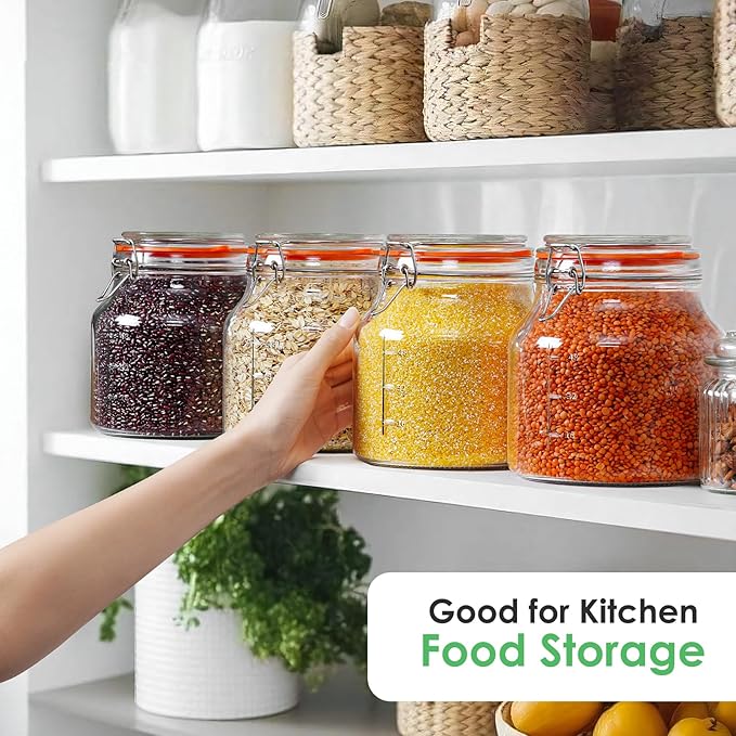 2 Pack 79oz Glass Jar with Lid(2350ML), 0.6 Gallon Mason Jars Wide Mouth with Airtight Lid, Glass Pickle Jar for Food Storage, Cookies, Pickling, Kombucha(Includes 2 Spare Seals)