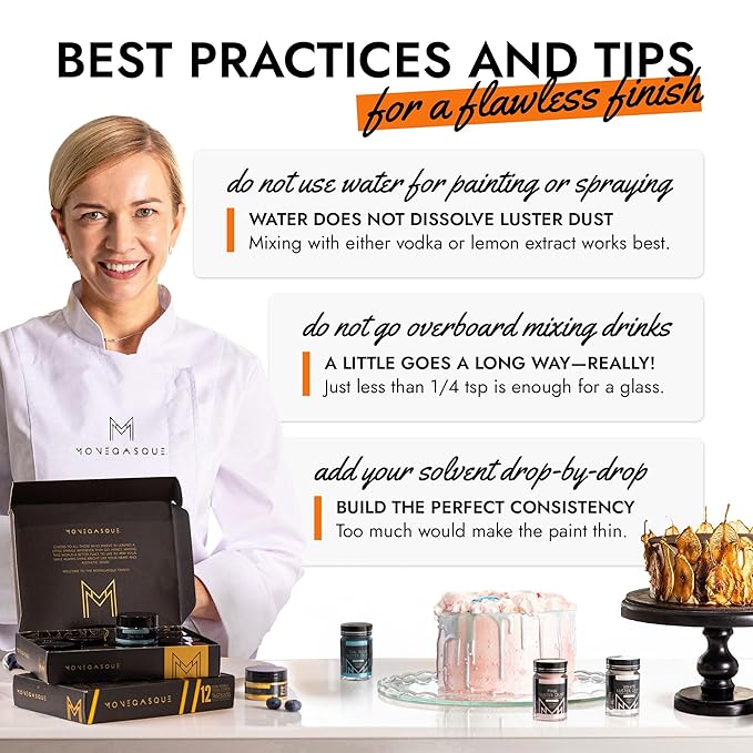 MONÉGASQUE Orange Edible Glitter for Drinks 7g – Edible Glitter for Cakes & Cocktails - Orange Luster Dust for Cocktail, Halloween Cake, & Strawberries - Drink, Food Decorations, Cake Decorating Spray