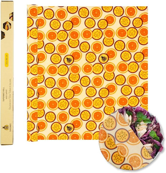 SUPERBEE Beeswax Wrap Roll, Reusable for Food, Wraps Rolls, Reusable Bees Paper for Wrapping Vegetables & Cheese, Bowl Covers and Sandwich Wrapping Paper, Roll XL - Passion