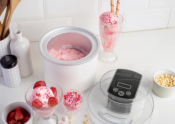 Tylr 2 Quarts Ice Cream Maker, Sorbet, Yogurt, Milkshakes, Smoothie and more, with One Touch program in as little as 20 minutes.