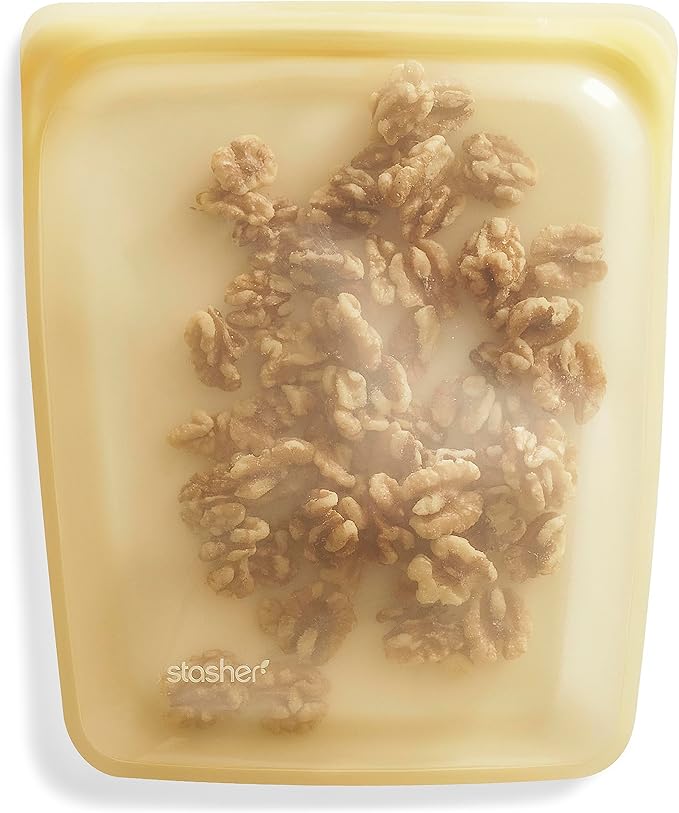 Stasher Premium Silicone Reusable Food Storage Half Gallon Bag, Yellow, Microwave, Sous Vide, Dishwasher, Oven and Freezer Safe, BPA Free, Leak-free, Eco-friendly, 64 Oz