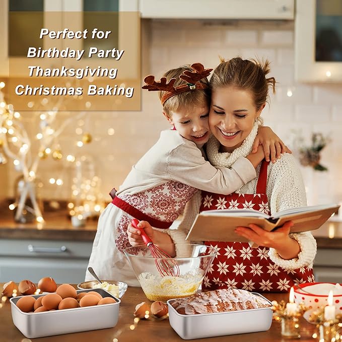 LIANYU 2 Pack Bread Loaf Pans for Baking Bread, 9x5Inch Stainless Steel Meatloaf Baking Pan, Loaf Tin for Homemade Banana Brownies and Pound Cakes, Dishwasher Safe