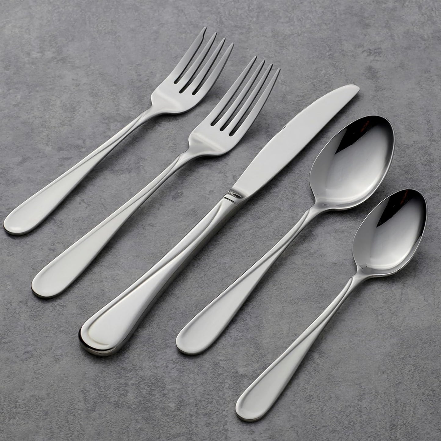 Oneida Flight 65 Piece Everyday Flatware, Service for 12, 18/0 Stainless Steel, Silverware Set, Dishwasher Safe