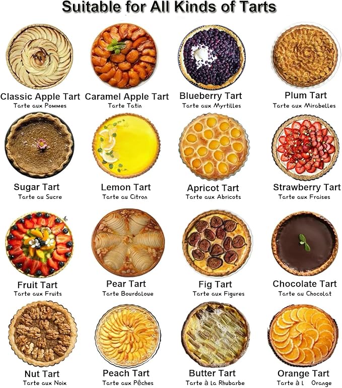 5 Inch Quiche Pans 6 Pack, Round Mini Tart Pans with Removable Bottom. Small Egg Tart Molds with Non-Stick Coating, Rugged Carbon Steel for Tart Shells Desert Making Christmas Festival Party