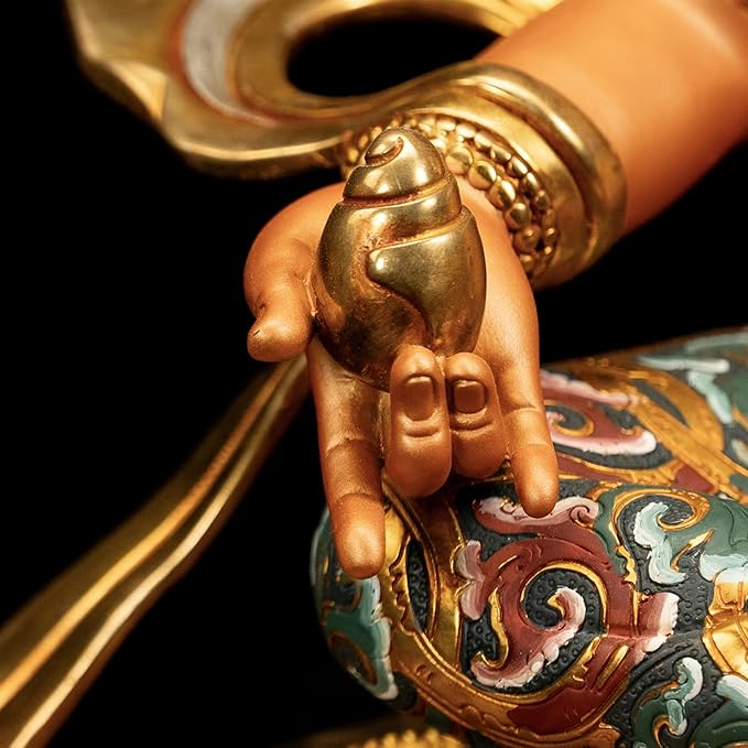 Handmade Brass Buddha Vajrayana Statue, Wax Modeling, Handicraft in Nepal, Feng Shui Decoration attracts Wealth,10.62"