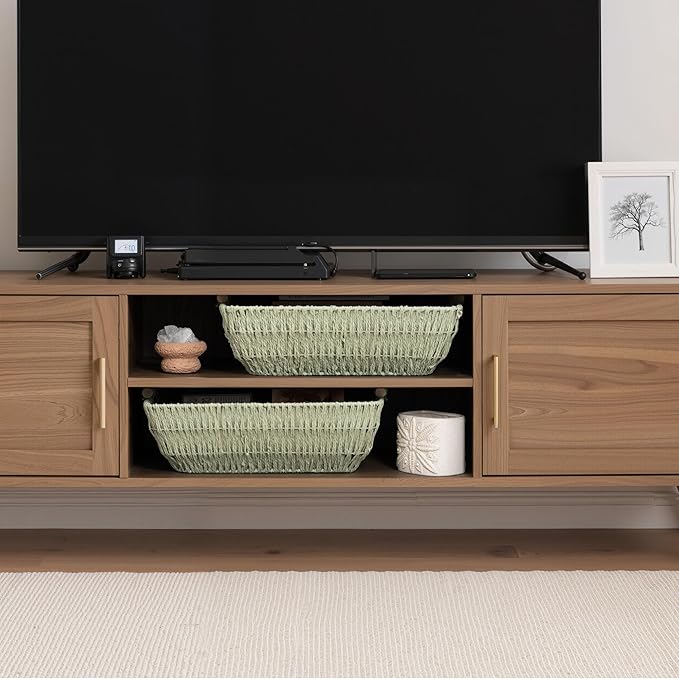 StorageWorks Extra Large Wicker Storage Basket for Organizing with Wooden Handles, Toilet Paper Baskets for Bathroom, Bosana Green, 2-Pack