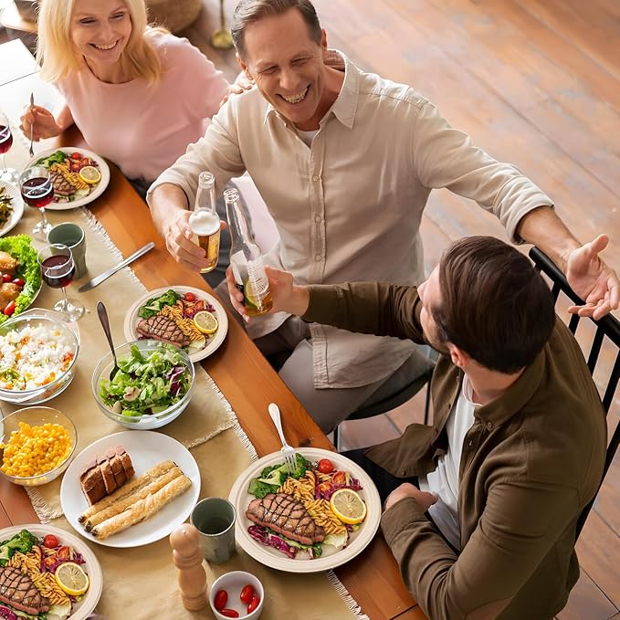 WELLIFE 100% Compostable Paper Plates 10 Inch, 125-Pack Heavy Duty Paper Plates Bulk,Biodegradable Bagasse,Eco-Friendly Disposable Dinner Plate for BBQ,Picnic,Party (BPI Certified,Microwaveable)