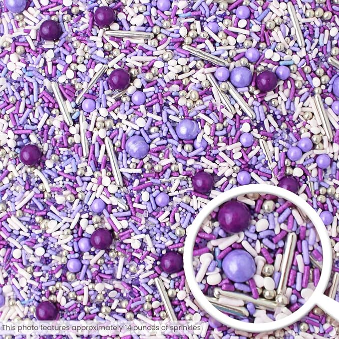 Sprinkle Pop Perfectly Purple Sprinkle Mix| Monochromatic Mix of Rich Purple White & Lavender Sprinkles Made in USA for Decorating Valentine’s Day Bridal Shower Birthday Cakes Cookies Cupcakes, 2oz
