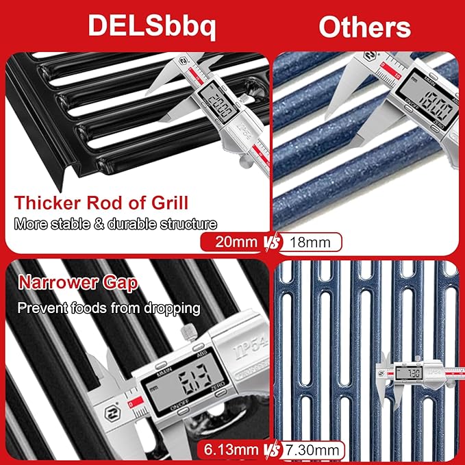 DELSbbq 15 Inch Grill Cooking Grates for Weber Old Spirit 200 with Side Control, Grill Grates for Weber 7523, Spirit E/S 200/210, Spirit 500, Genesis Silver A, Replacement for 7521 7522 65904 65905