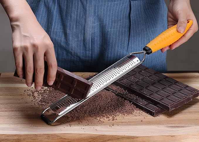 Deiss PRO Citrus Lemon Zester & Cheese Grater — Parmesan Cheese, Lemon, Ginger, Garlic, Nutmeg, Chocolate, Vegetables, Fruits - Razor-Sharp Stainless Steel Blade + Protect Cover - Dishwasher Safe