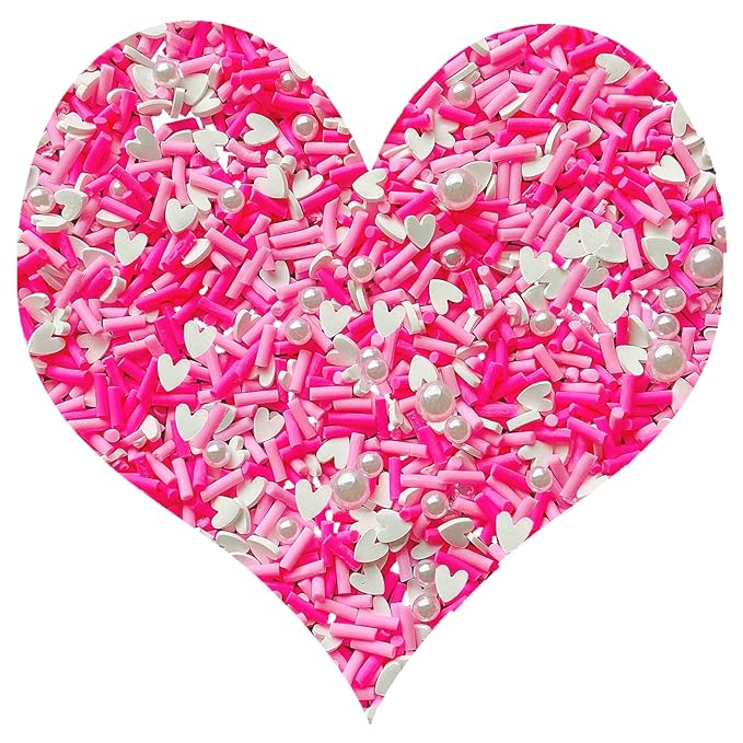 EHOPE Fake Sprinkles Resin Sprinkles Fake Candy Sprinkles Clay Sprinkles Polymer Sprinkles Polymer Clay Slices for Nail Art DIY Crafts Cake Phone Case(40G-Pink Heart-46)