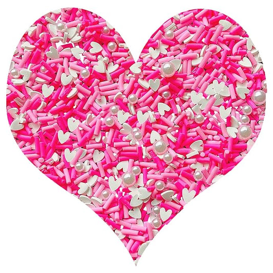 EHOPE Fake Sprinkles Resin Sprinkles Fake Candy Sprinkles Clay Sprinkles Polymer Sprinkles Polymer Clay Slices for Nail Art DIY Crafts Cake Phone Case(40G-Pink Heart-46)