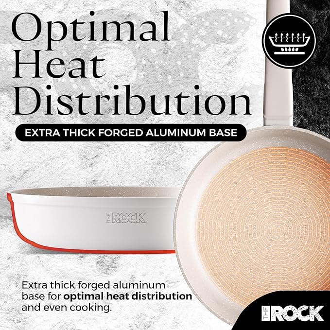 THE ROCK SOHO 9.5-Inch Ceramic Non Stick Frying Pan – Nothing Sticks, Never Warps, Lasts Longer, Non Toxic Skillet with Heat-Resistant Handle, PTFE PFOA & PFAS Free, Oven & Dishwasher Safe, Cream