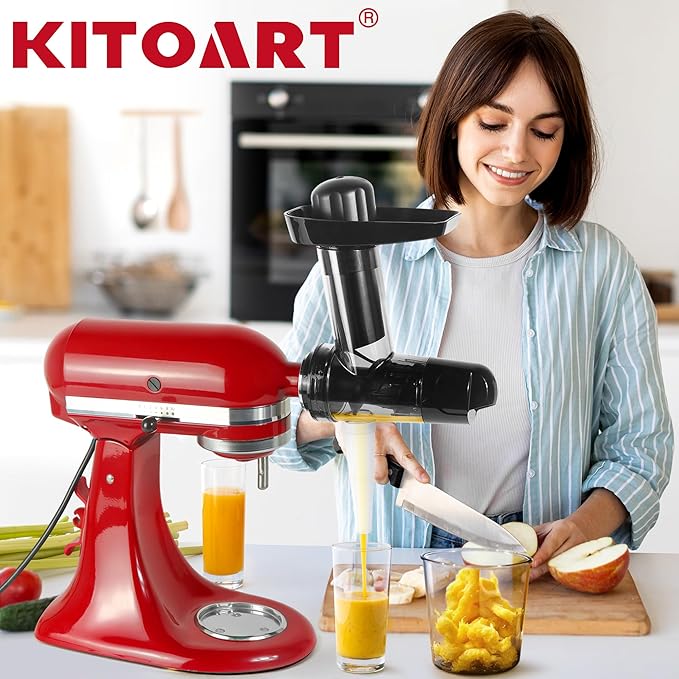 Masticating Juicer Attachment for KitchenAid Stand Mixer, Masticating Juicer, Slow Juicer Attachment for KitchenAid All Models Stand Mixers,Black