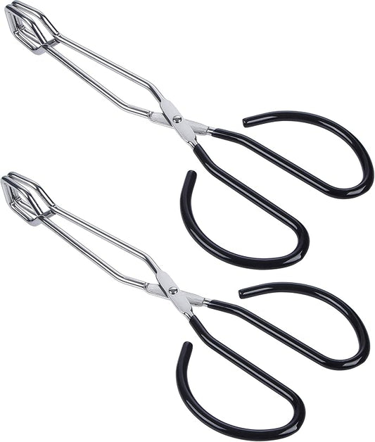 MSY BIGSUNNY Stainless Steel Scissor Tongs Heavy Duty Cooking Tongs with Soft Handles (2, black 10" + 10")