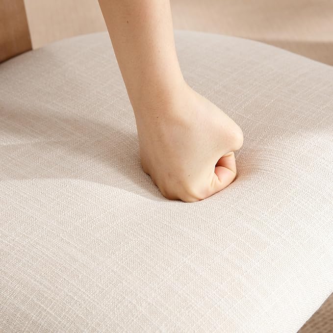 chairus Dining Chairs Set of 4 Linen Fabric Diner Chairs Farmhouse Wood Chairs for Kitchen and Dining Room, Beige