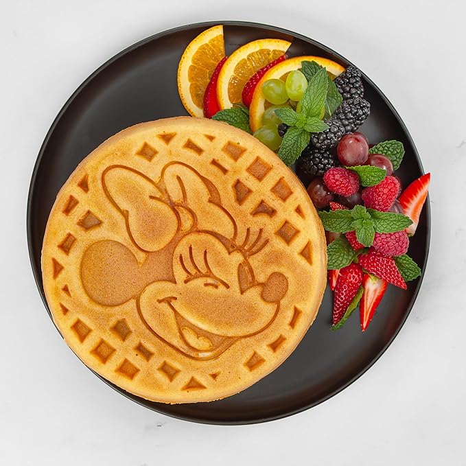 Uncanny Brands Disney Minnie Mouse Waffle Maker – Non-Stick Round Waffle Iron – Easy to Use and Clean