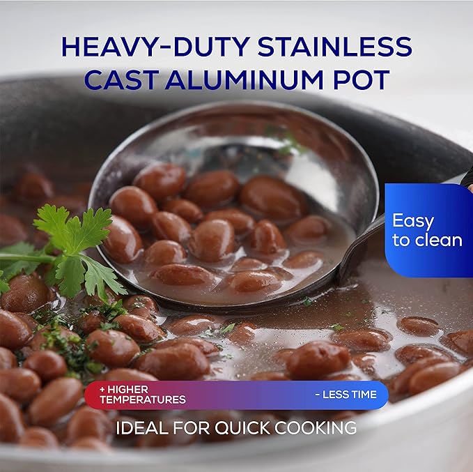 Universal (Professional Extra Large) Caldero 75 Cups - 27.7 QT / 26.6 L, Stainless Aluminum Pot, Even Heat Distribution and Fast Cooking Dutch Oven Pot with Ergonomic Handles, Ideal for Rice, and More