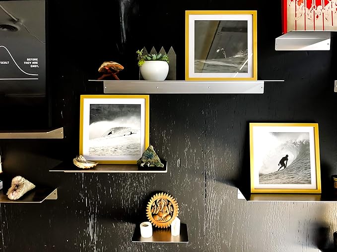 DIY CARTEL Linear Floating Shelf - Forged Raw Blackened Steel - Industrial Heavy Duty Metal Wall Mounted Modern Rustic Shelf - Made in The USA (36-inch x 12-inch)