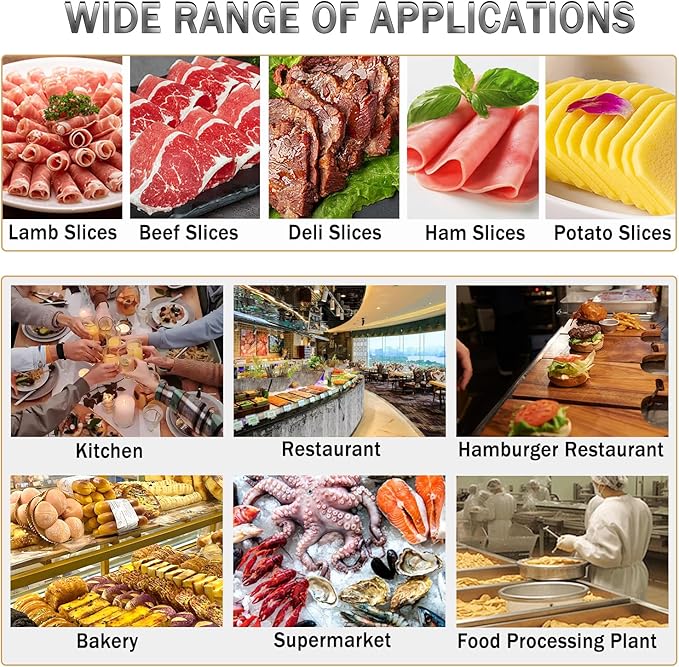 CTJ Commercial Meat Slicer 12" Electric Deli Slicers 250W Meat Cutter Machine (0-0.62") Adjustable Thickness Food Slicer with Cut-Resistant Gloves for Vegetables, Hard Bread, Cheese, Ham