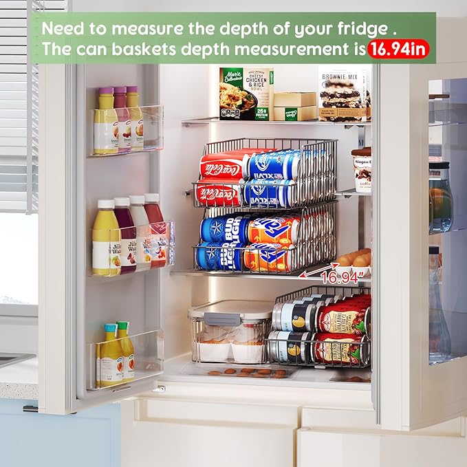 3 Pack Can Storage Organizer For Pantry,Stackble Widen Can Holder Rack With 3 Adjustable Dividers, Can Dispensers For Soup Soda Canned Food Water Bottle, Pop Drink Organizers for Cabinet Shelf