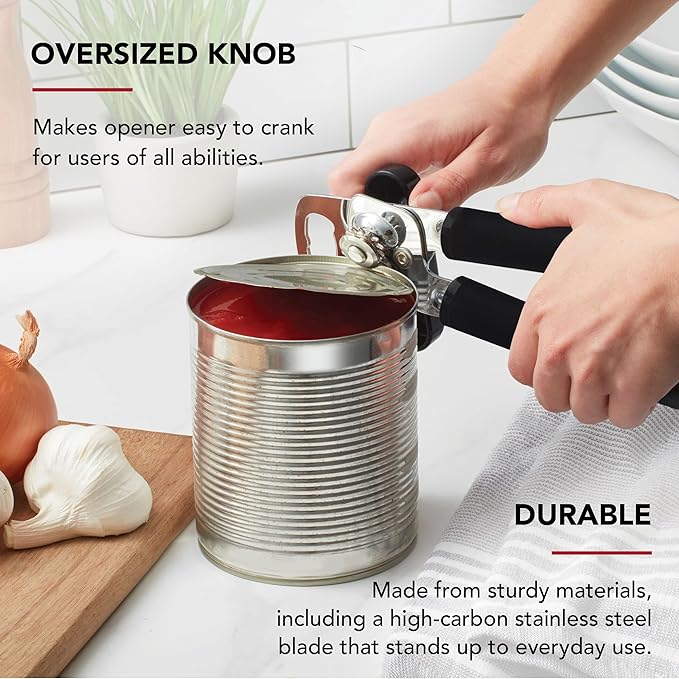 KitchenAid Classic Multifunction Can Opener and Bottle Opener Easy to Use, Razor Sharp Stainless Steel Cutting Wheel, Soft Ergonomic Handles, Soft Black