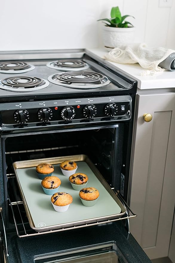 The Silicone Kitchen Reusable Silicone Baking Cup Silicone Muffin Liners for Cupcakes, BPA Free, Regular, 12 Pack, White Blue Green