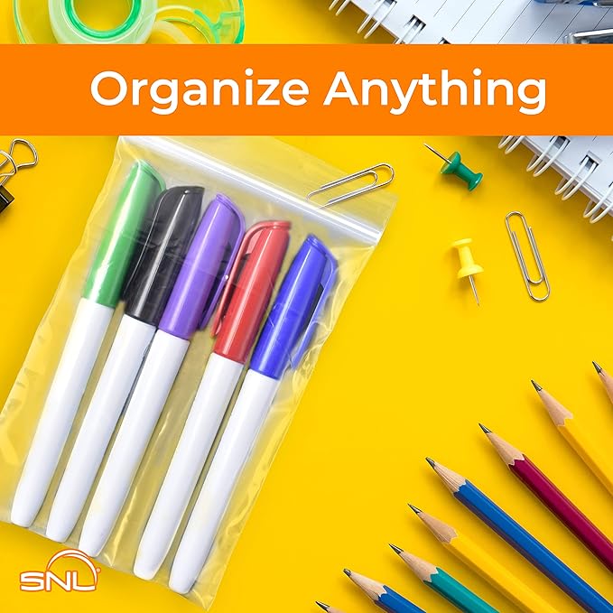 SNL Quality Zipper Lock Reclosable Clear Disposable Plastic Bags, Strong | 4" X 6" - 2 MIL - 100 Bags