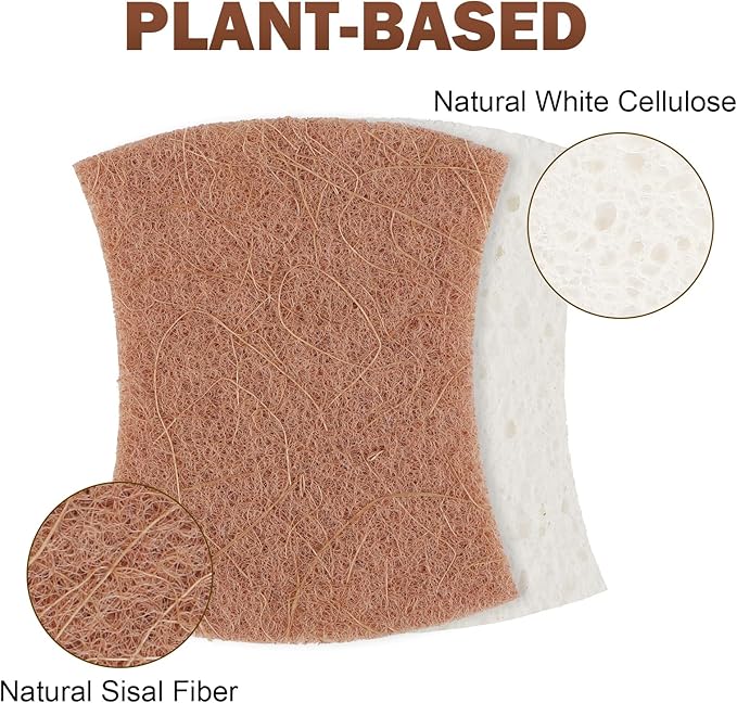 Orighty Non-Scratch Scrub Sponge, 24-Pack, Cellulose Kitchen Scrubber Sponges, Ideal for Kitchen Cleaning, Non-Stick Cookware, Washing Dishes, Bathroom, and Household