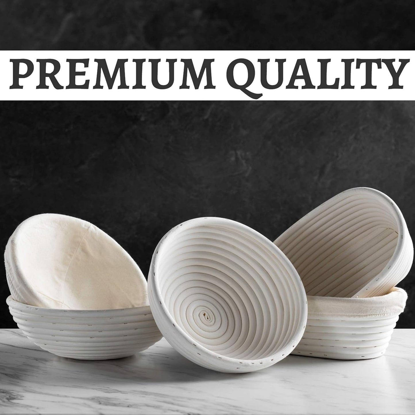 Bread Banneton Proofing Basket [Set of 2] Oval 10x6 Inch Sourdough Rising Baskets with Liner