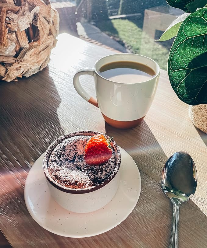 Mora Ceramic Ramekins - 4oz, Set of 6 - Small Oven Safe Baking Dishes/Cups - For Personal Pudding, Creme Brulee, Souffle, Serving Dip, Custard, Ice Cream - Single Mini Bowls - Vanilla White