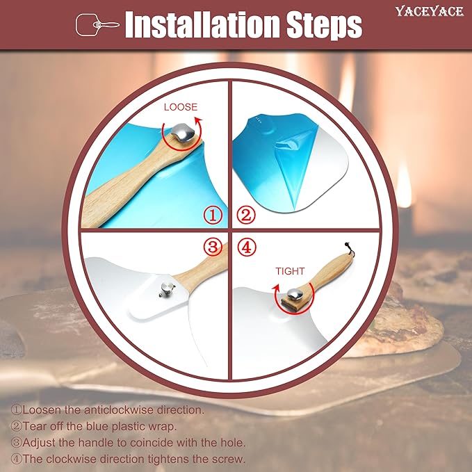 Metal Pizza Paddle with Cutter, 12-inch Metal Pizza Peel with Foldable Wooden Handle, Aluminum Turning Tunner