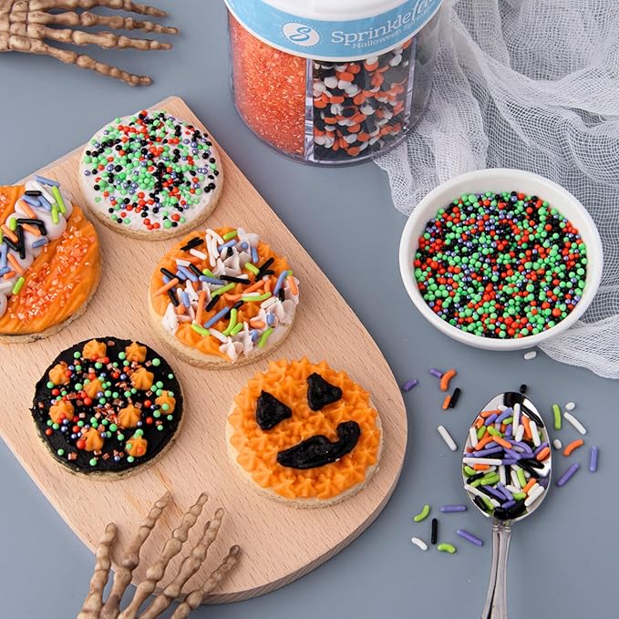 Sweets Indeed Sprinkles 6 Cell Edible Sprinkle Mix Jimmies Perfect for Cake Decorations Baking Ice Cream Cookies Cupcake Topper (Halloween)