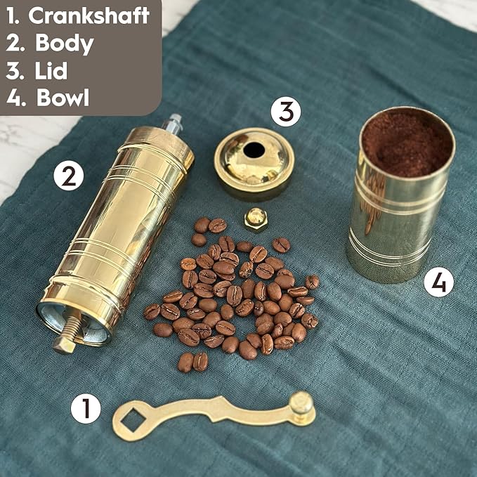Decorative Handmade Turkish Black Pepper & Coffee Grinder, Refillable Turkish Spice Mill with Adjustable Coarseness, Manual Coffee Mill with Handle, Coffee Grinder Metal with Hand Crank