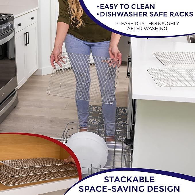 KITCHENATICS Half Sheet Cooling Racks for Cooking and Baking, Stainless Steel Wire Rack for Baking Sheet, Bacon Rack for Oven, Heavy-Duty Wire Cookie Cooling Rack fits Half Sheet Pan, 11.8 x 16.9 IN