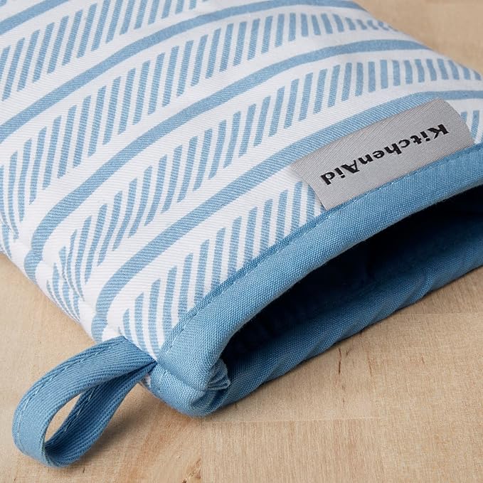 KitchenAid Albany Mini Oven Mitt 2-Pack Set, Blue Velvet, 5.5"x8"